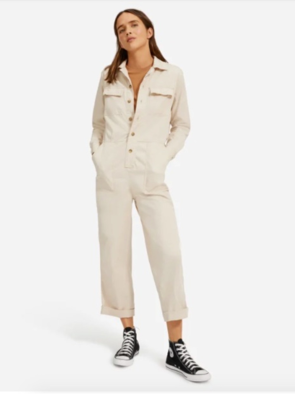 Everlane Cream Utility Jacket with Self-Tie Belt size 8